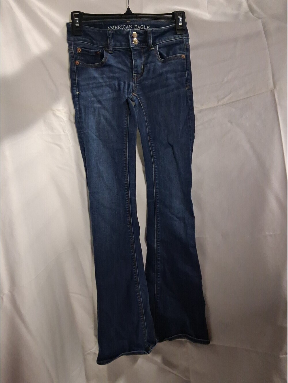 American Eagle Outfitters Jeans Womens Sz 0 Blue Super Stretch Artist Flare N2